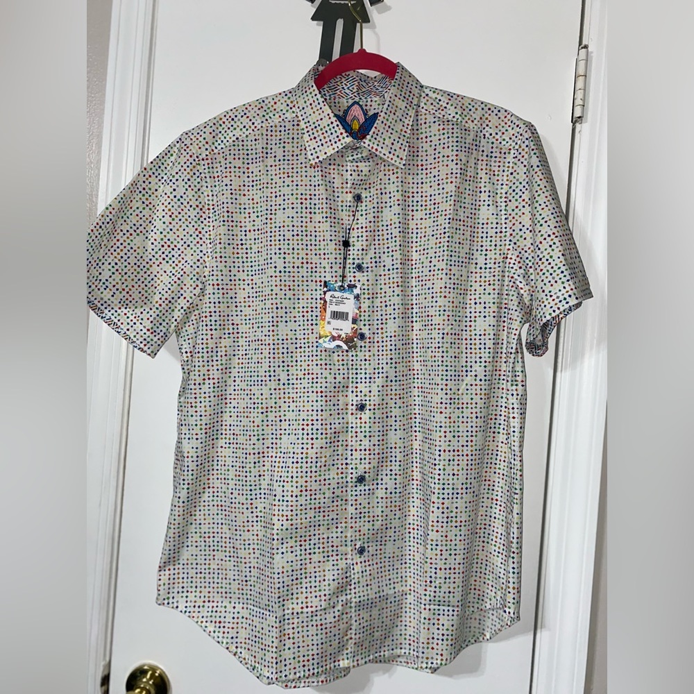 Robert Graham Stuttgart White multi color button down Shirt large NWT